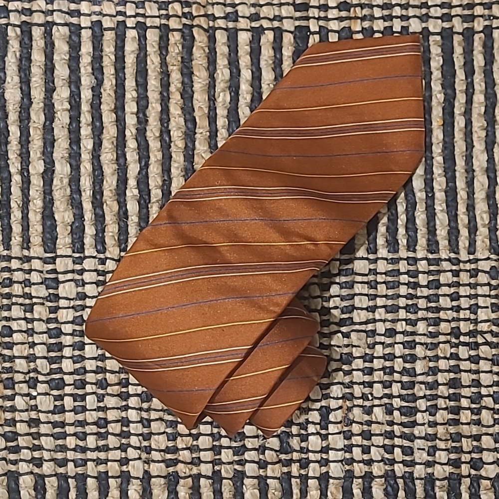 VINTAGE LANVIN ORANGE STRIPE NECK TIE